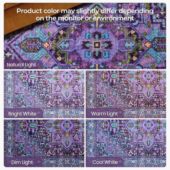 Kokia 9x12 Washable Area Rugs Violet Purple - Image 7