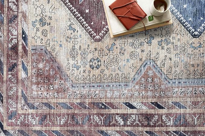 Fame Living Washable Area Rug, Modern Farmhouse, Distressed, Traditional - Image 3