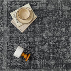 Dark Black Area Rug 5x7 Machine Washable Vintage Living Room Distressed Non - Image 7