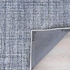 Hand-Tufted 100% Wool Pile Area Rug – Geometric Textured Grid Check Pattern – - Image 4