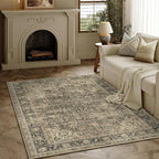 3x4 Washable Brown Area Rug Vintage Entryway Office Carpet Non-Slip Soft Low - Image 3