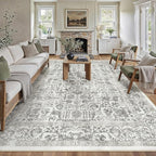Black Area Rug 9x12 Machine Washable Large Vintage Living Room Distressed Non by PureCozy