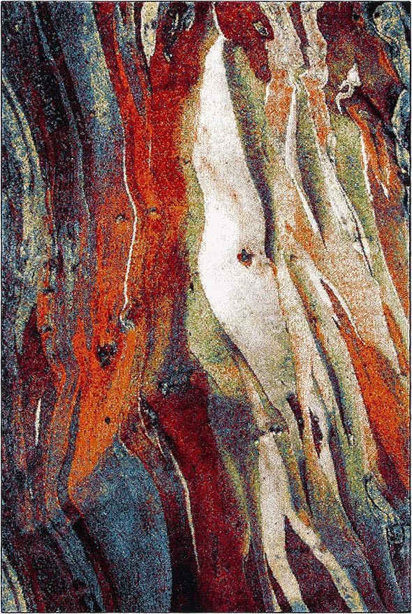 SAFAVIEH Glacier Collection 2'3" x 4' Red/Green GLA126Q Modern Abstract by SAFAVIEH