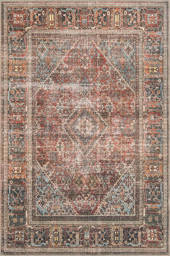 Loloi Loren Collection LQ-13 Brick/Midnight 5'-0" x 7'-6" Area Rug by Loloi