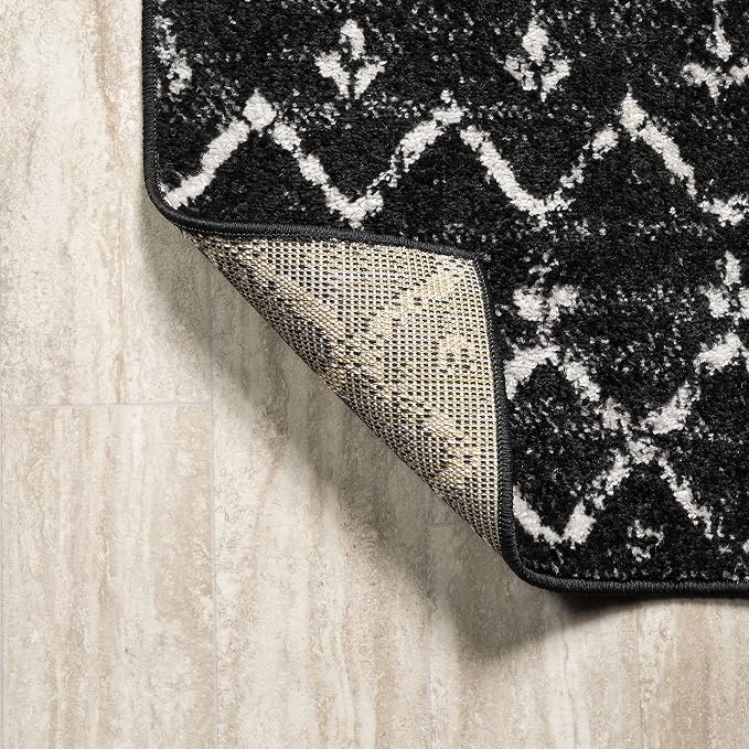 JONATHAN Y Boho Vintage Diamond Black/Ivory Square Area Rug 8X8 ft, Moroccan - Image 5