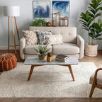 Well Woven Ezio Beige Tribal Geometric Distressed High-Lo Pile Area Rug 5x7 - Image 2