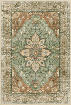 Area Rugs 3'x9' Washable Non-Slip, Floral Vintage Distress Print Pattern by RELEANY
