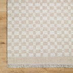 Mark&Day Wool Rugs, 4x6 Clinten Solid and Border Tan Checkered Rug, Tan Ivory - Image 8