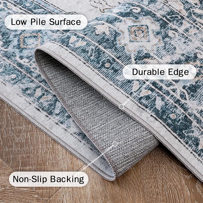 GENIMO 3x5 Area Rugs for Living Room, Machine Washable Rug, Non Slip Vintage - Image 6