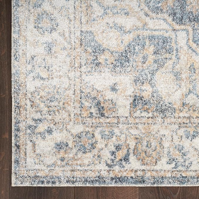 Nourison Home Astra Machine Washable Traditional Grey/Blue 3'3" x 5' Area Rug - Image 5
