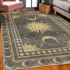Ambesonne Sun and Moon Decorative Rug, Bohemian Art Design of Crescent Solar - Image 3