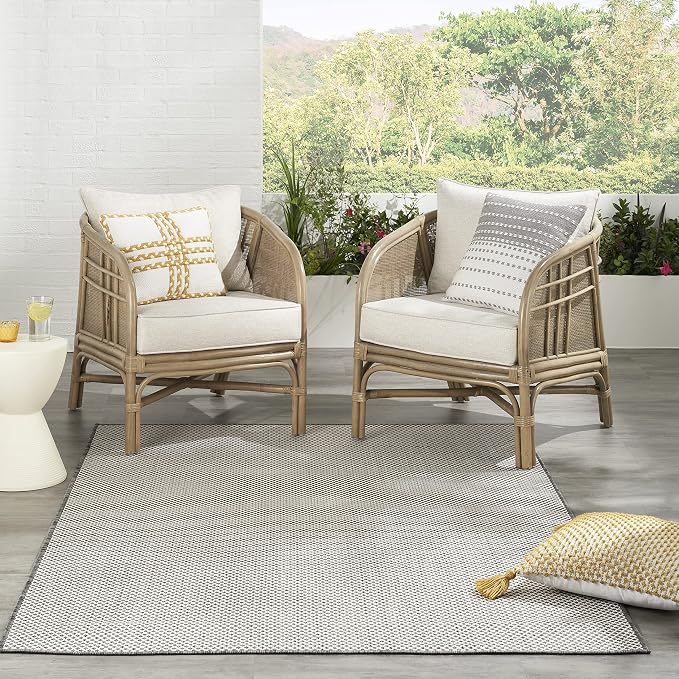 Nourison Home Courtyard Ivory Charcoal 5' x 7' Area Rug - Image 5