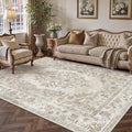 5x7 Area Rug Beige Washable Vintage Distressed Living Room Carpet Large Bedroom by PureCozy