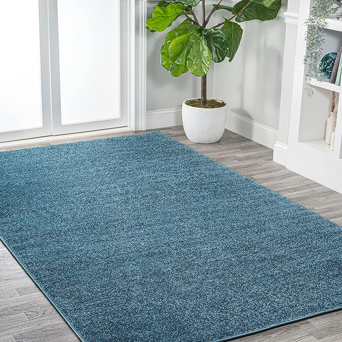 JONATHAN Y Haze Solid Low-Pile Turquoise Indoor Area Rug 8x10, Minimalist - Image 3