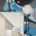 Rugshop Modern Large Floral Non-Slip Area Rug Runner 2' X 7' Gray-Blue - Image 3