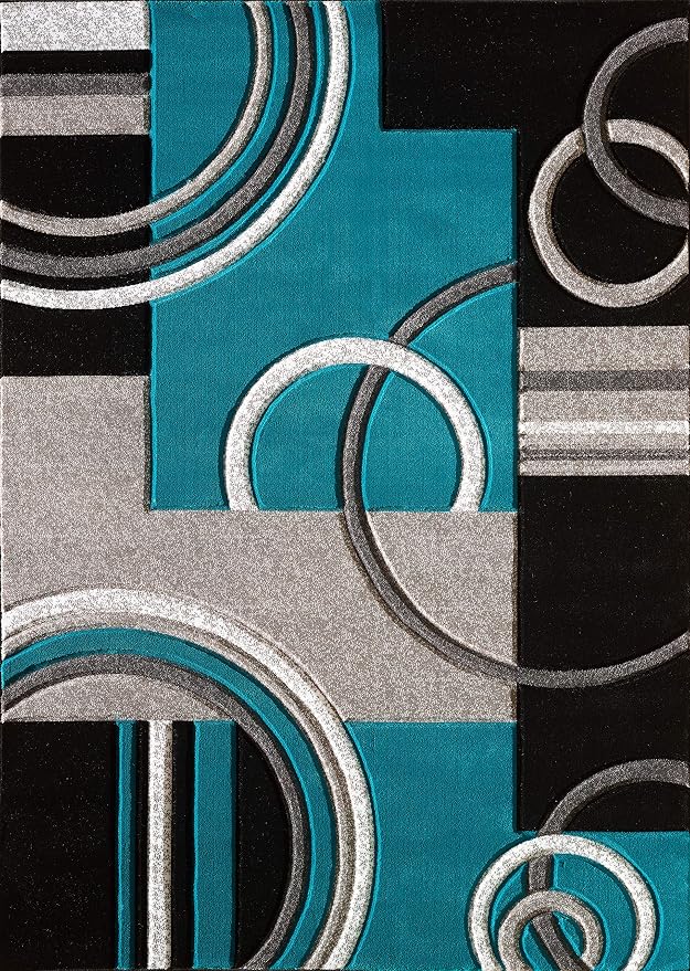 GLORY RUGS Area Rug Modern 2x7 Turquoise Soft Hand Carved Contemporary Floor - Image 2