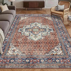 Washable Area Rug 5' x 7' Vintage Traditional Persian Mat by Unknown