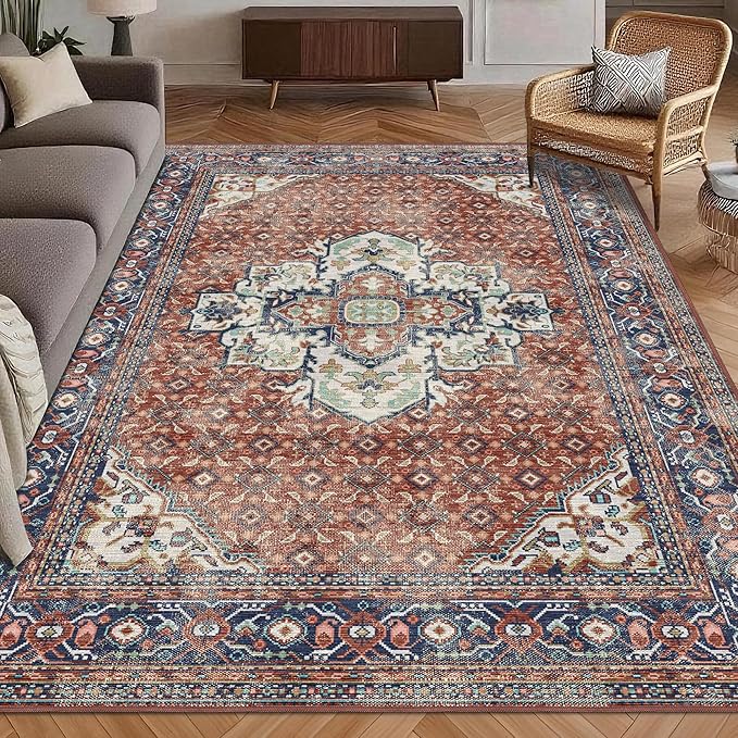 Washable Area Rug 5' x 7' Vintage Traditional Persian Mat by Unknown
