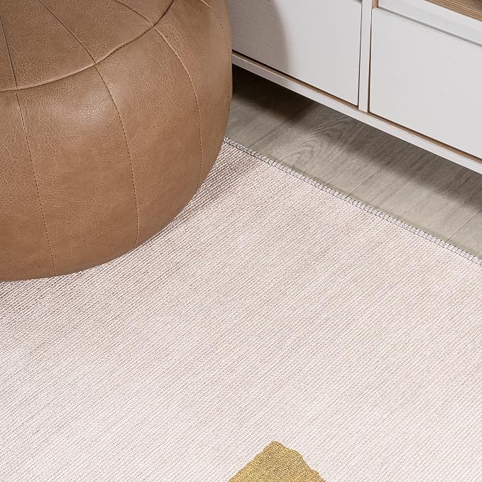 JONATHAN Y Machine Washable Cream/Moss Indoor Area Rug 4X6 ft, Luola Minimalist - Image 7