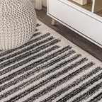 JONATHAN Y Khalil Modern Berber Stripe Cream/Black 8' Round Indoor Area Rug - Image 5