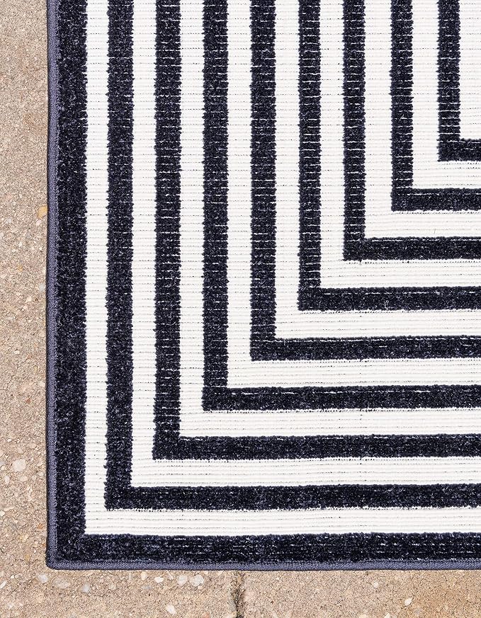 Unique Loom Sabrina Soto Outdoor Collection Geometric, Carved Area Rug - Image 9