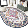 JONATHAN Y Boho Vintage Blue/Multi 4x6 Oval Area Rug, Bohemian Flair Medallion by JONATHANY