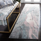 SAFAVIEH Glacier Collection 2'3" x 12' Pink / Blue GLA126U Modern Abstract by SAFAVIEH