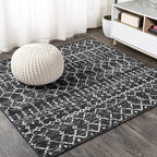 JONATHAN Y Boho Vintage Diamond Black/Ivory Square Area Rug 8X8 ft, Moroccan by JONATHANY