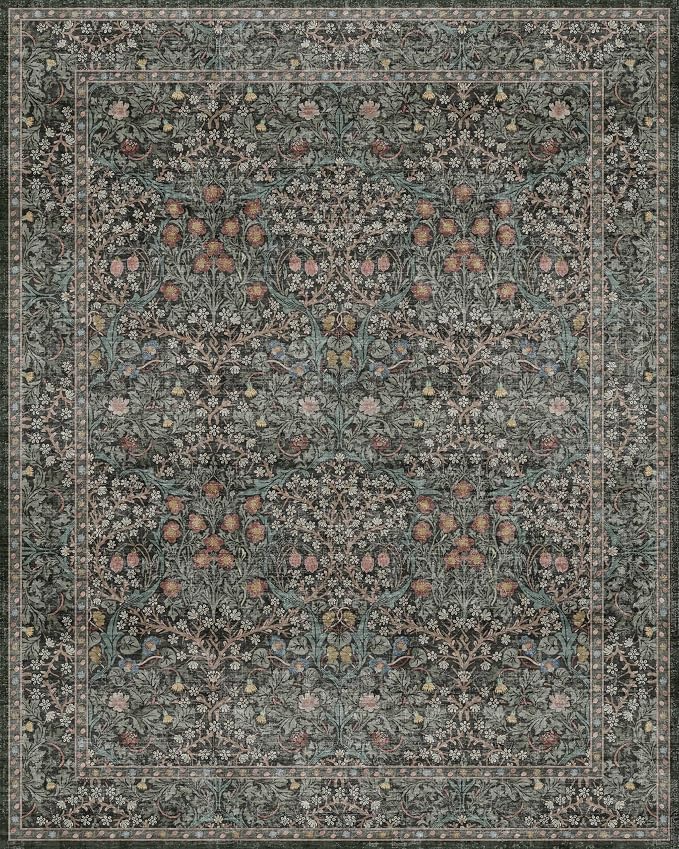 Washable Dark Green 10x12 Rug for Living Room - Image 2