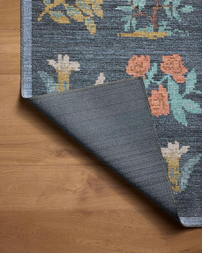Loloi Rifle Paper Co. Rosa Collection RSA-03 Navy 2'-6" x 12'-0" Runner Rug - Image 5