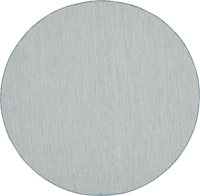 Nourison Home Courtyard Ivory Aqua 8' x Round Area Rug - Image 5