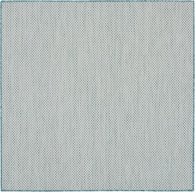Nourison Home Courtyard Ivory Aqua 5' x Square Area Rug - Image 4