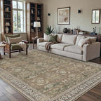 8x10 Brown Area Rug for Living Room Washable Vintage Distressed Carpet Large - Image 3