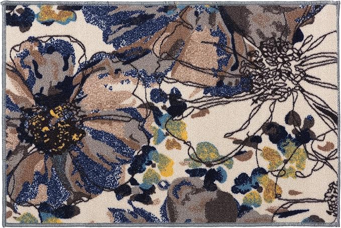 Rugshop Cream Bright Flowers Non Slip Non-Shedding Soft Accent Rug - Image 2