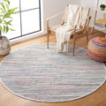 SAFAVIEH Rag Rug Collection 4' Round Grey/Multi RAR121M Handmade Boho Stripe by SAFAVIEH
