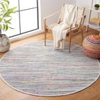 SAFAVIEH Rag Rug Collection 4' Round Grey/Multi RAR121M Handmade Boho Stripe by SAFAVIEH