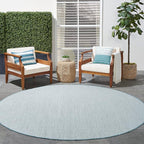 Nourison Home Courtyard Ivory Aqua 8' x Round Area Rug - Image 4