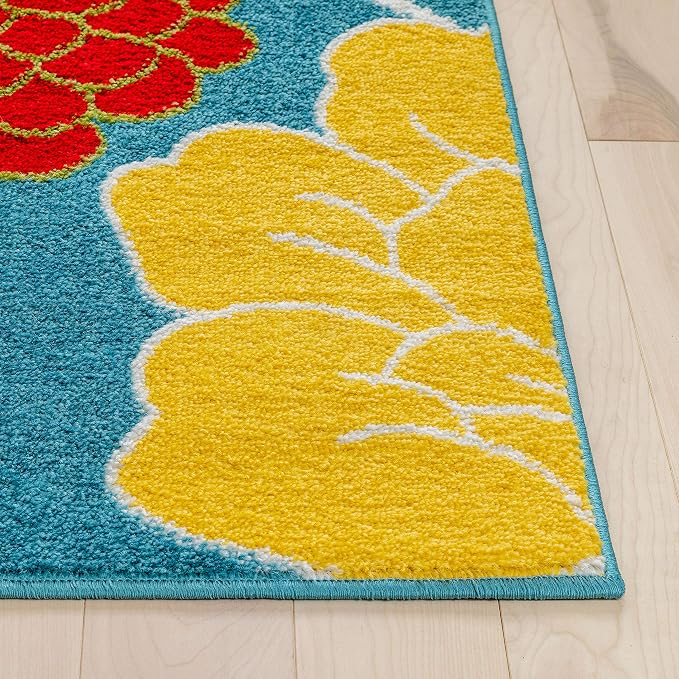Well Woven Modern Rug Daisy Flowers Blue 3'3" x 5' Floral Accent Area Rug - Image 3