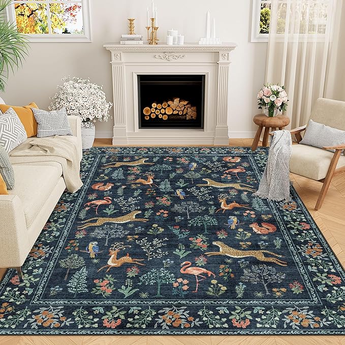 DUKINO 8x10 Rug, Washable Animal Living Room Rug by DUKINO