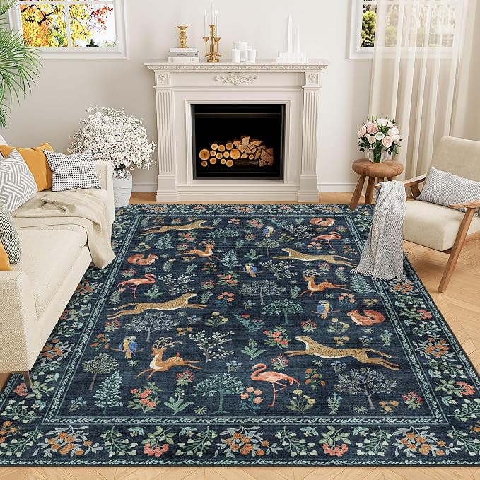 DUKINO 6x9 Rug, Washable Animal Living Room Rug by DUKINO