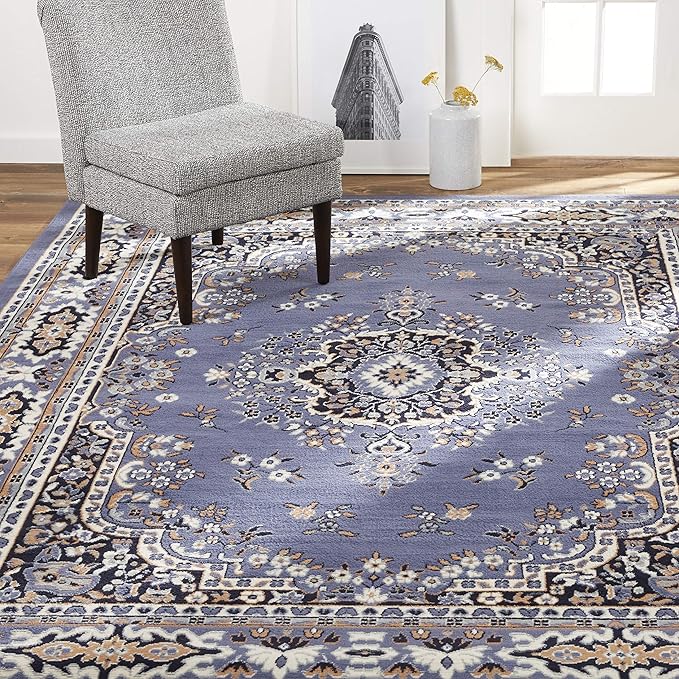 Home Dynamix Premium Sakarya Traditional Medallion Border Area Rug, Country Blue by Home+Dynamix
