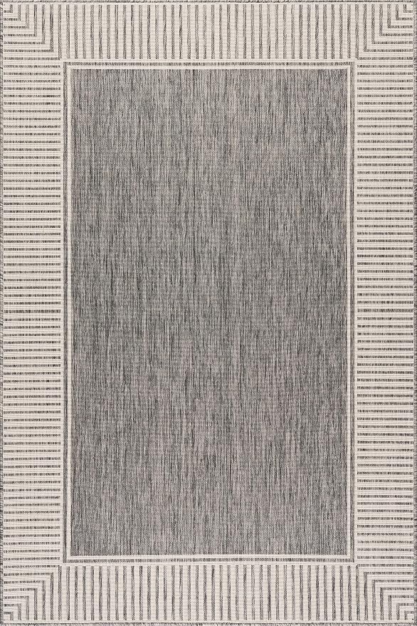 Nuloom Asha Grey/Ivory, Striped Border, Soft and Cozy, High Traffic, Stain - Image 3