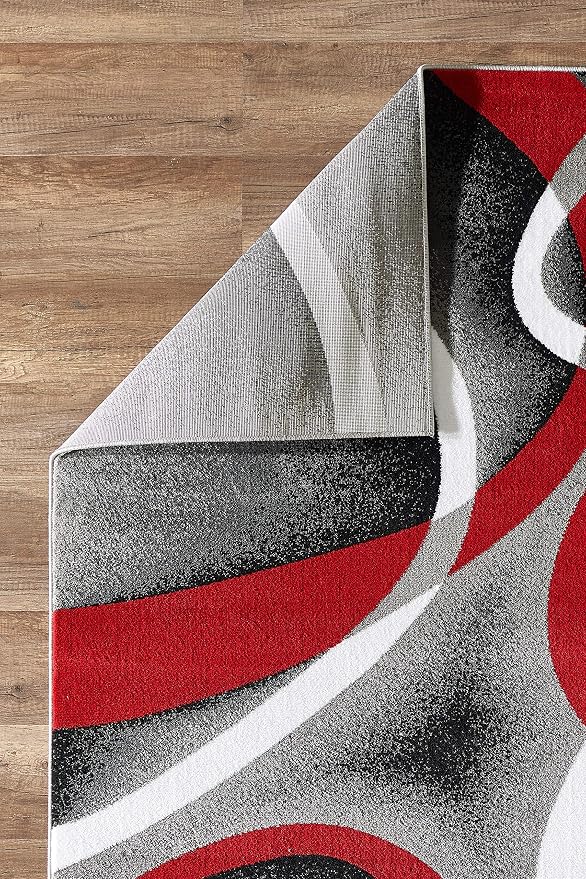 GLORY RUGS Modern Area Rug 5x7 Red Swirls Carpet Bedroom Living Room - Image 4