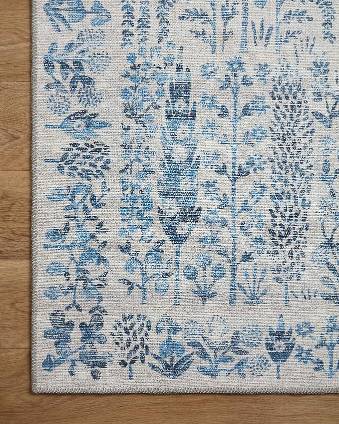 Loloi Rifle Paper Co. Maison Collection MAO-07 Blue 7'-6" x 9'-6", .19" Pile - Image 5