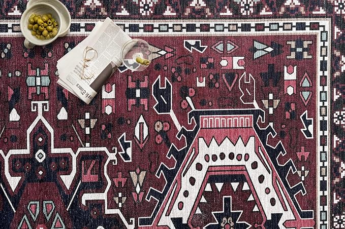 Fame Living Washable Area Rug, Modern Farmhouse, Distressed, Traditional - Image 3