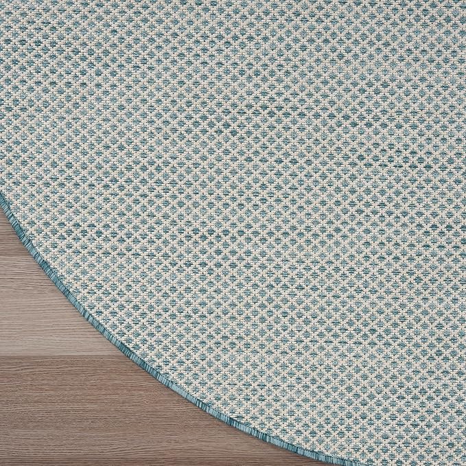 Nourison Home Courtyard Ivory Aqua 8' x Round Area Rug - Image 7