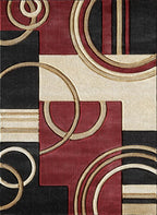 GLORY RUGS Area Rug Modern 5x7 Dark Red Soft Hand Carved Contemporary Floor - Image 3