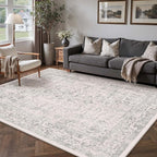 Gray Area Rug 5x7 Machine Washable Vintage Living Room Distressed Non Slip by PureCozy