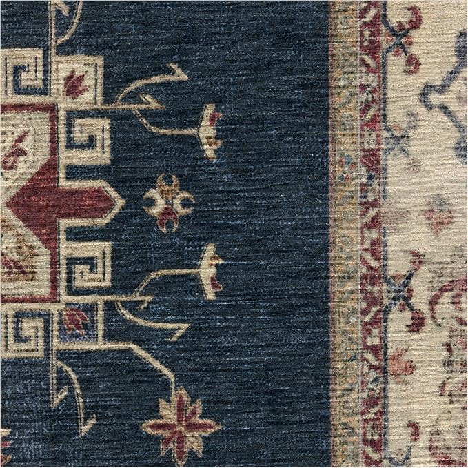RUGGABLE Washable Vintage Area Rug – Verena Sapphire 2x3, Stain-Resistant - Image 4
