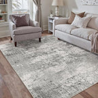 5x7 Grey Area Rug Washable Non Slip Modern Abstract Living Room Carpet Neutral - Image 5
